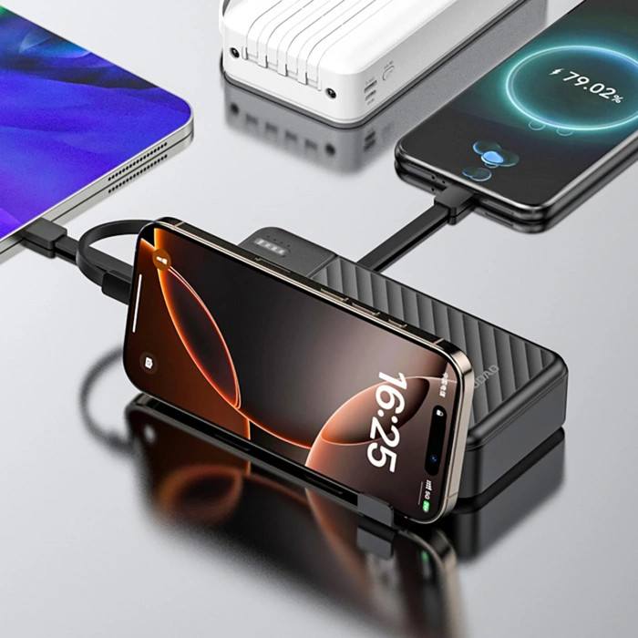 Powerbank Dudao K11 Pro 20000mAh z wbudowanymi kablami - czarny
