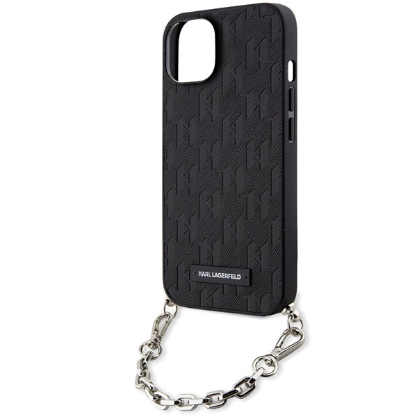 Etui Karl Lagerfeld KLHCP14SSACKLHPK iPhone 14 6.1" czarny/black hardcase Saffiano Monogram Chain Case