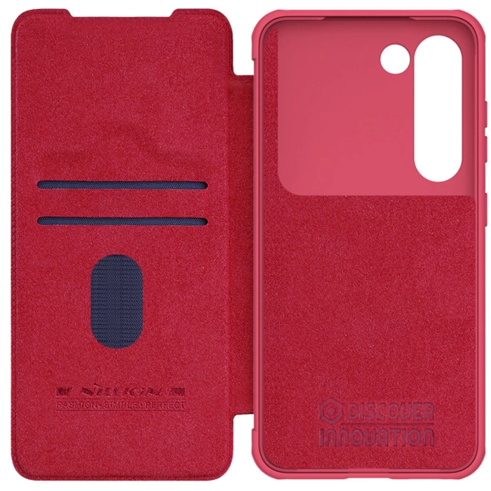 Nillkin Qin Leather Pro Case etui Samsung Galaxy S23+ pokrowiec z klapką osłona na aparat czerwone