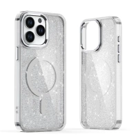 Etui brokatowe Glitter Case z MagSafe na Samsung Galaxy A56 5G - białe