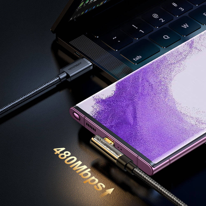 Joyroom kabel USB C kątowy - USB do szybkiego ładowania i transferu danych 3A 1,2 m czarny (S-UC027A6)