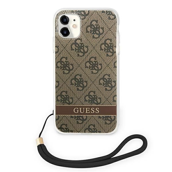 Etui GUESS Apple iPhone 11 4G Print Strap Brązowy Hardcase