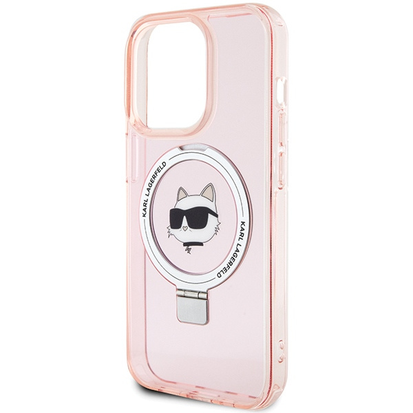 Etui Karl Lagerfeld KLHMP15LHMRSCHP iPhone 15 Pro 6.1" różowy/pink hardcase Ring Stand Choupette Head MagSafe Case