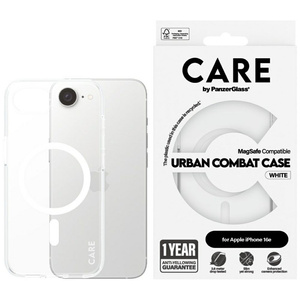 Etui CARE by PanzerGlass Flagship Urban  Combat White MagSafe do iPhone 16e przezroczysty