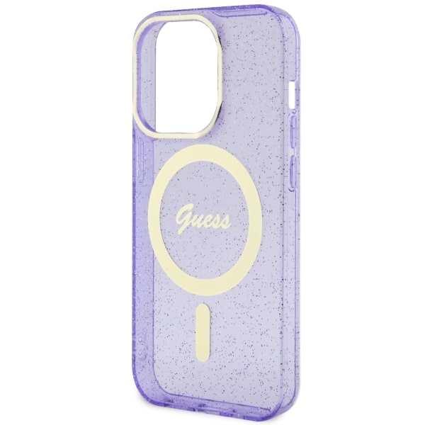 Etui Guess GUHMP14LHCMCGU iPhone 14 Pro 6.1" purpurowy/purple hardcase Glitter Gold MagSafe Case