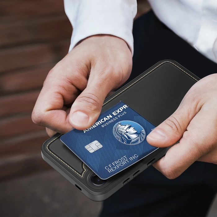 Etui Dux Ducis Rafi II na Samsung Galaxy S25 z podstawką i portfelem - czarne