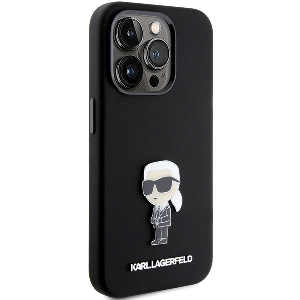 Etui Karl Lagerfeld KLHCP15LSMHKNPK iPhone 15 Pro 6.1" czarny/black Silicone Ikonik Metal Pin Case