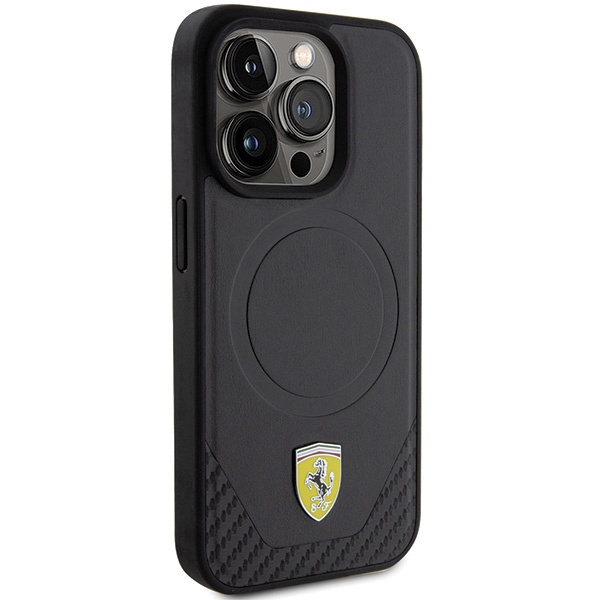 Etui Ferrari FEHMP15LPTEK iPhone 15 Pro 6.1" czarny/black hardcase Carbon Metal Logo MagSafe Case