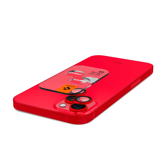 Osłona Aparatu Spigen Optik.tr ”ez Fit” Camera Protector 2-pack iPhone 15 / 15 Plus / 14 / 14 Plus Red
