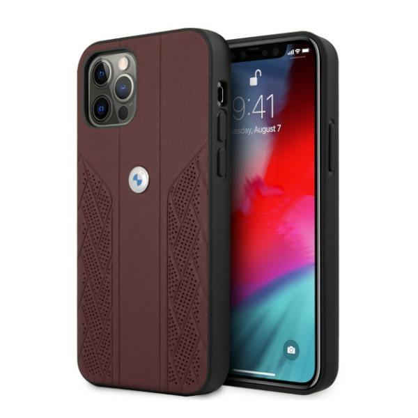 Etui BMW Apple iPhone 12 Pro Max Leather Curve Perforate Czerwony Hardcase