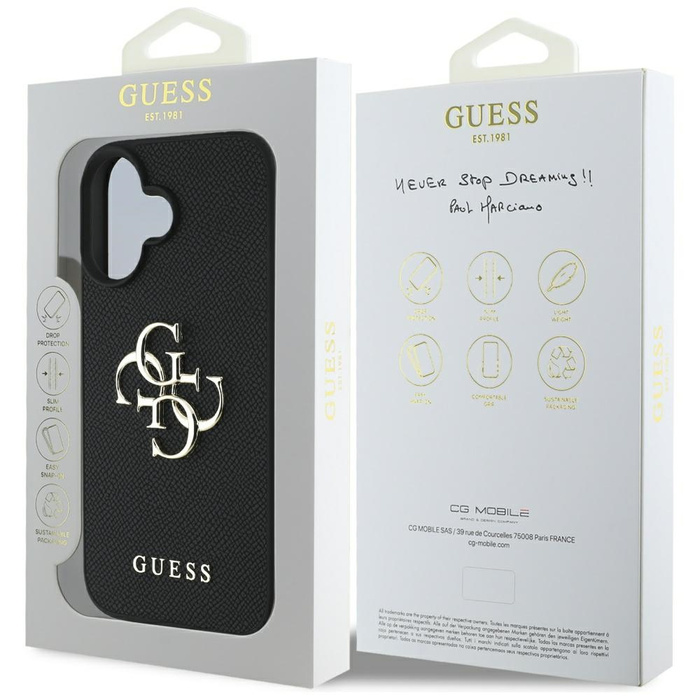 Etui Guess Grained Big 4G Logo Small      Classic Logo do iPhone 16 czarny