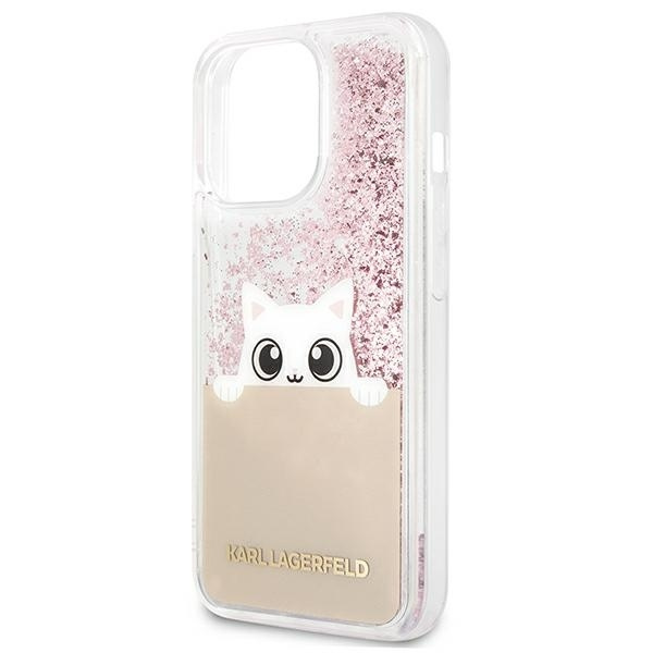 Etui KARL LAGERFELD Apple iPhone 13 Pro Max Peek A Boo Liquid Glitter Różowy Hardcase