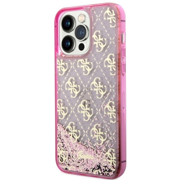 Etui Guess GUHCP14LLC4PSGP iPhone 14 Pro 6.1" różowy/pink hardcase Liquid Glitter 4G Transculent Case