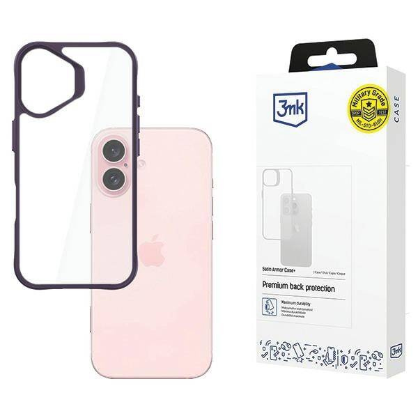 Etui 3MK SatinArmor+ Case iPhone 16 6.1" fioletowy/purple Military Grade