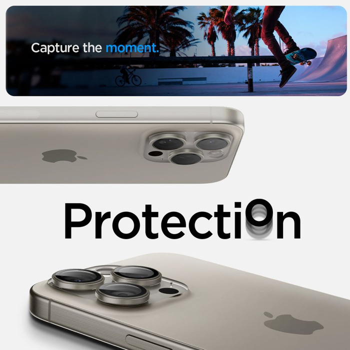 OSŁONA APARATU SPIGEN IPHONE 15 PRO / MAX / 16 PRO / MAX OPTIK.TR EZ FIT 2-PACK  NATURAL TITANIUM