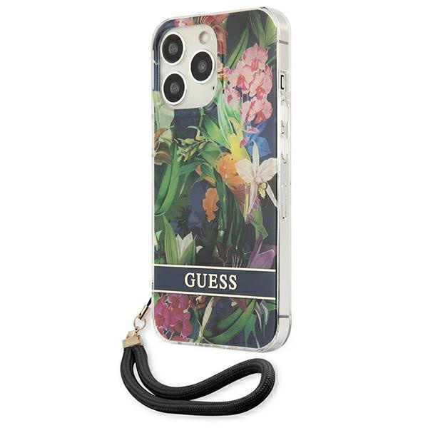 Etui GUESS Apple iPhone 13 13 Pro Flower Strap Niebieski Hardcase