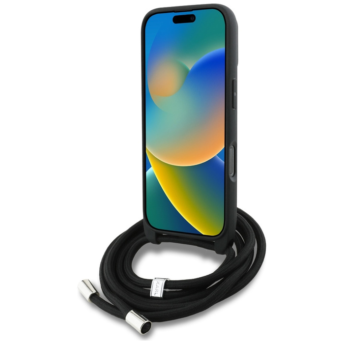 Etui Karl Lagerfeld iPhone 16 Pro Crossbody Grained Pattern & Logo Czarny