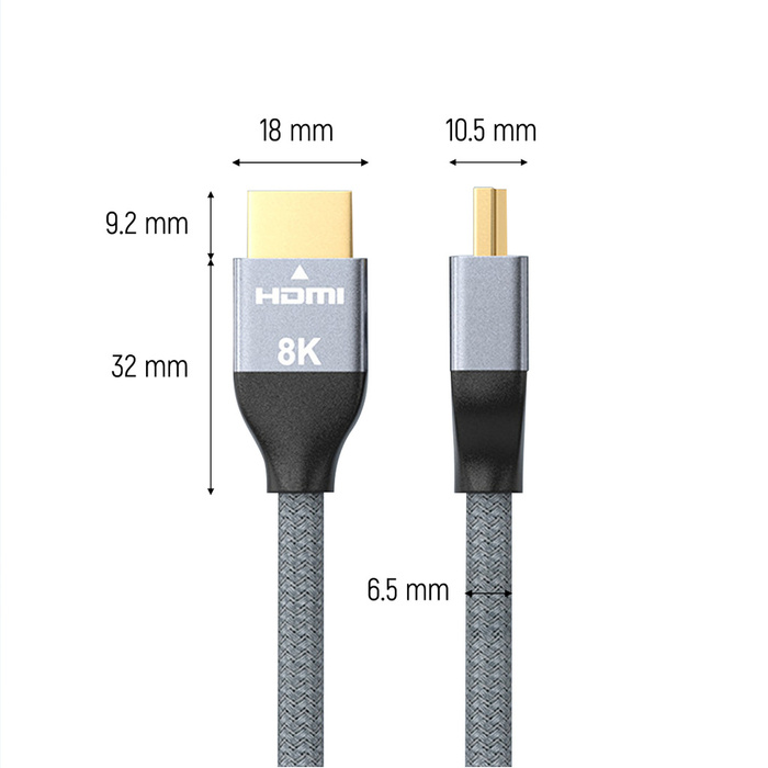 Wozinsky kabel HDMI 2.1 8K 60 Hz 48 Gbps / 4K 120 Hz / 2K 144 Hz 5m srebrny (WHDMI-50)