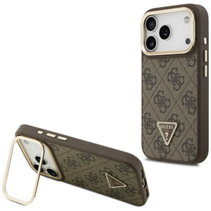 Etui Guess 4G PU Triangle Logo & Stand Camera Magsafe do iPhone 17 Pro brązowy