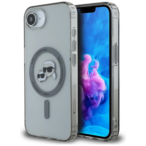 Etui Karl Lagerfeld IML Metal Karl & Choupette Heads MagSafe do iPhone 16e czarny