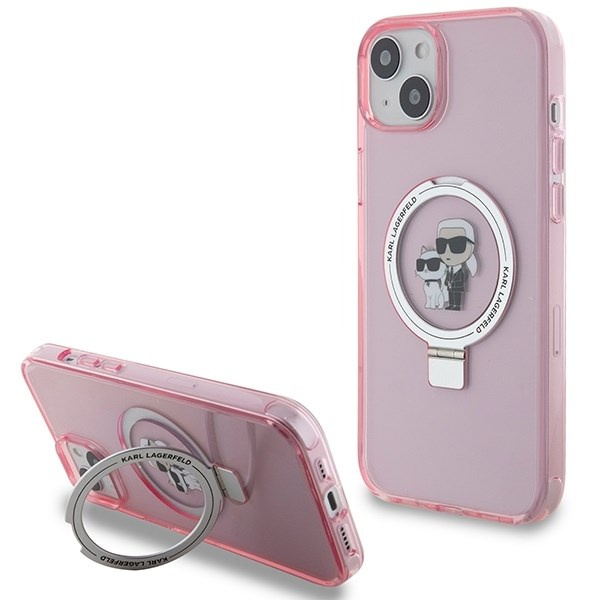 Etui Karl Lagerfeld KLHMP15SHMRSKCP iPhone 15 6.1" różowy/pink hardcase Ring Stand Karl&Choupettte MagSafe Case