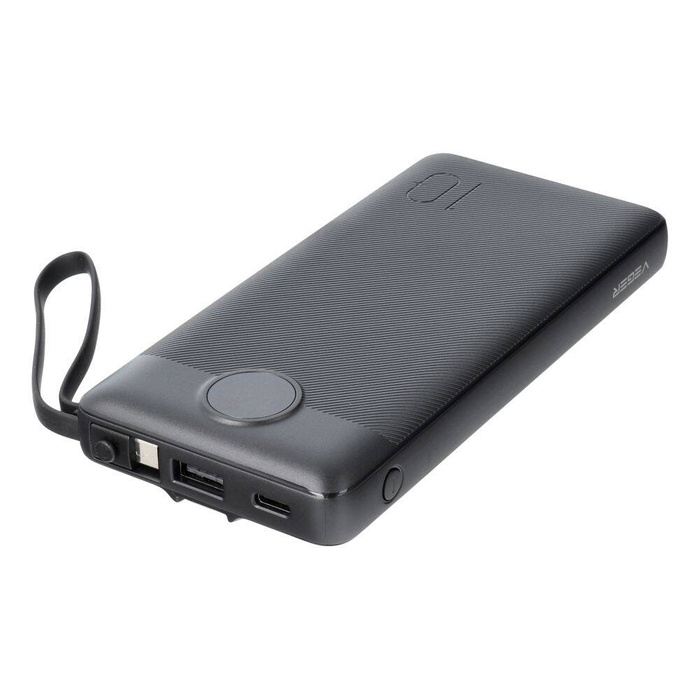 VEGER powerbank 10000 mAh z wbudowanymi kablami Micro USB / Typ C / Lightning C10 (W1116) czarny