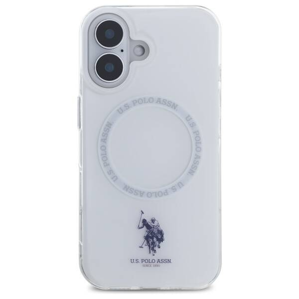 Etui US Polo iPhone 16 6.1" biały/white IML Ring MagSafe