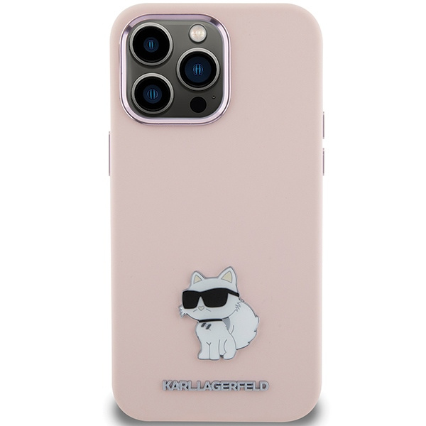Etui Karl Lagerfeld KLHCP15XSMHCNPP iPhone 15 Pro Max 6.7" różowy/pink Silicone Choupette Metal Pin Case