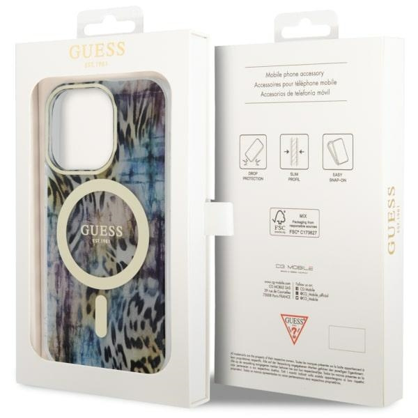 Etui Guess GUHMP14XHLEOPWB iPhone 14 Pro Max 6.7" niebieski/blue hardcase Leopard MagSafe Case