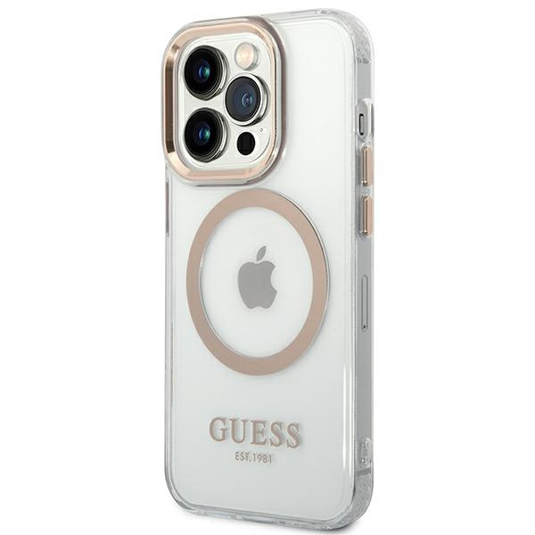 Etui GUESS Apple iPhone 14 Pro Max Metal Outline Magsafe Złoty Hardcase