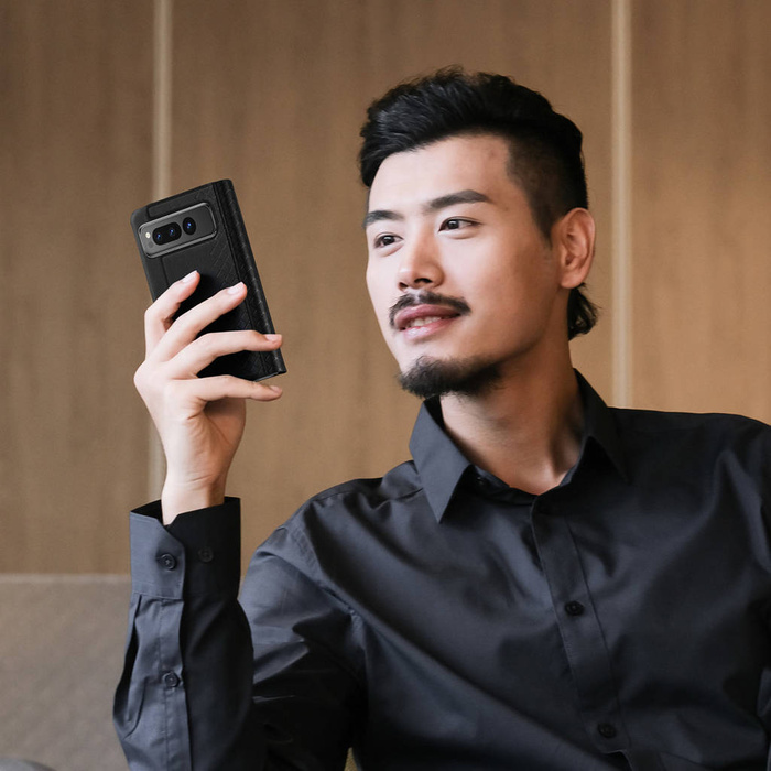 Etui Skórzane etui z klapką i portfelem do Google Pixel Fold Dux Ducis Bril - czarne