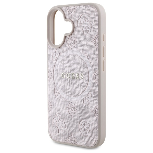Etui Guess iPhone 16 6,1" różowy/pink HC MagSafe Safiano Peony Classic Logo