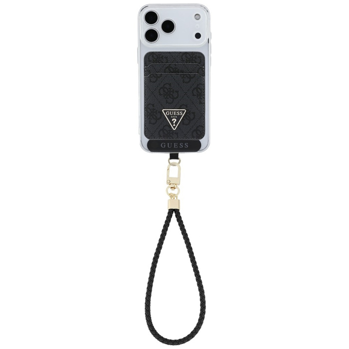 Zestaw portfel + hand strap Guess        triangle MagSafe czarny
