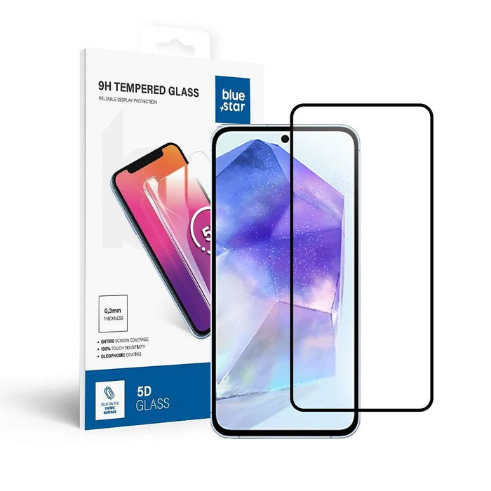 Szkło hartowane do Samsung Galaxy A55 5G / S25 FE (full glue / case friendly) Blue Star 5D czarne