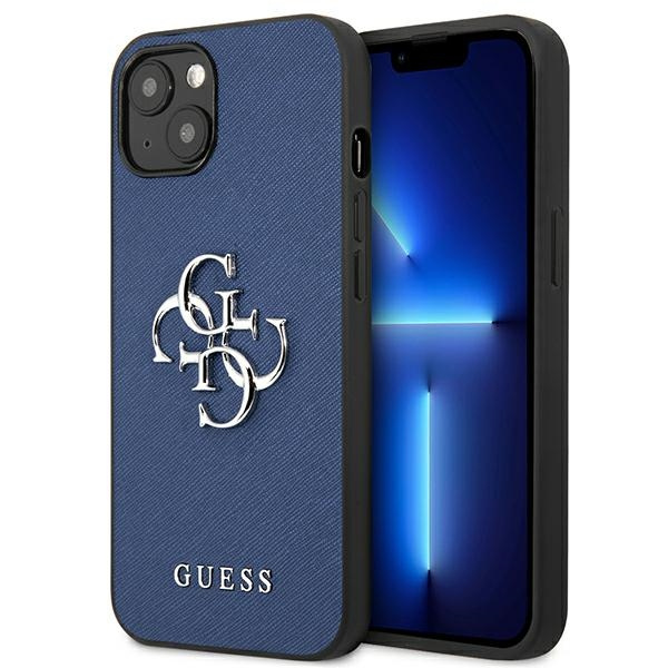 Etui GUESS Apple iPhone 13 Mini Saffiano 4G Metal Logo Niebieski Hardcase