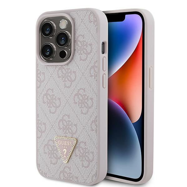 Etui Guess GUHCP15LP4TDPP iPhone 15 Pro 6.1" różowy/pink hardcase Leather 4G Triangle Strass Case