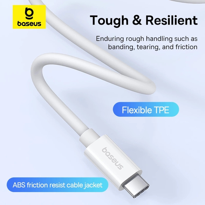 Kabel Baseus CB000068 USB-C - USB-C 240W PD 8K 60Hz 1m - biały
