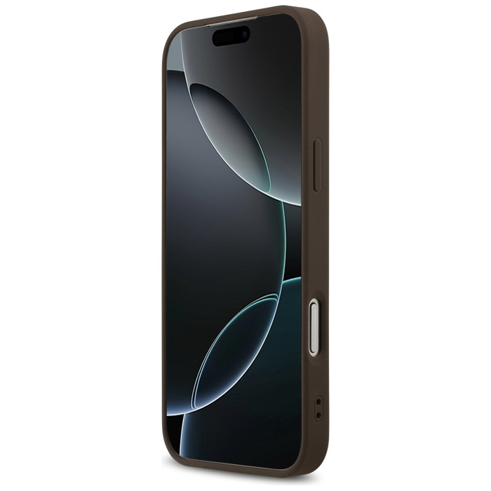 Etui Guess 4G Printed Stripes MagSafe do iPhone 17 Pro Max brązowy