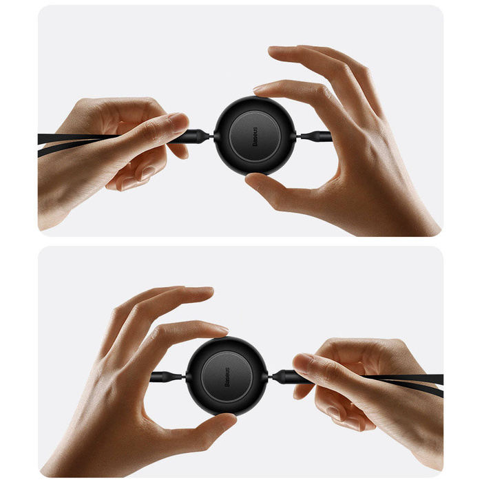 Baseus Bright Mirror 2 zwijany kabel przewód 3w1 USB Typ C - micro USB + Lightning + USB Typ C 3.5A 1.1m czarny (CAMJ010201)