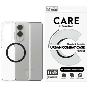 Etui CARE by PanzerGlass Flagship Urban  Combat Black QI do Samsung Galaxy S25 Edge przezroczysty