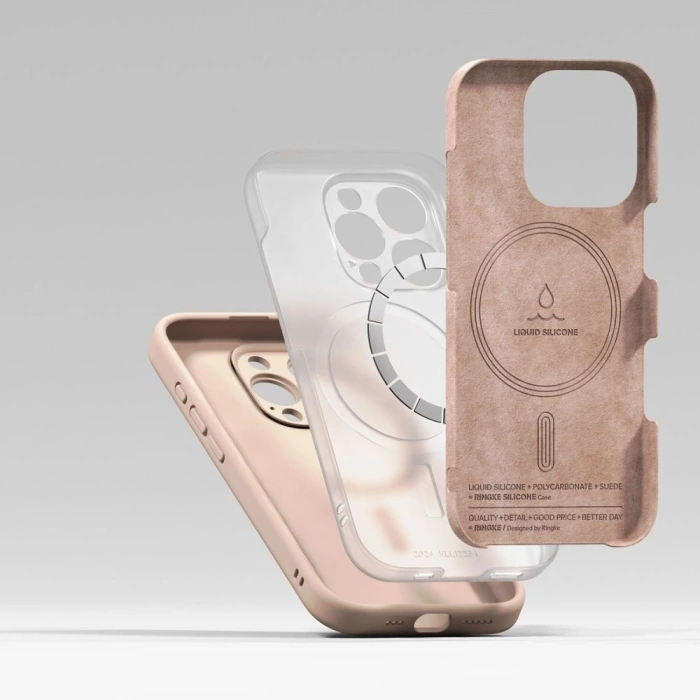 Etui RINGKE SILICONE MAGNETIC MAGSAFE IPHONE 16 PRO PINK SAND