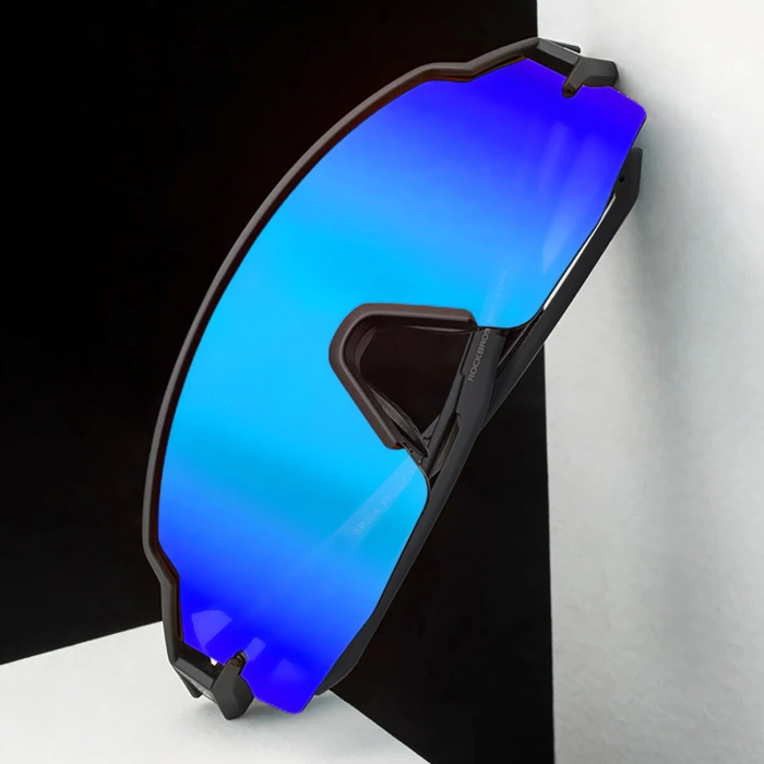 Okulary rowerowe Rockbros polaryzacyjne z ochroną UV i wkładką korekcyjną niebieskie szkła - czarne