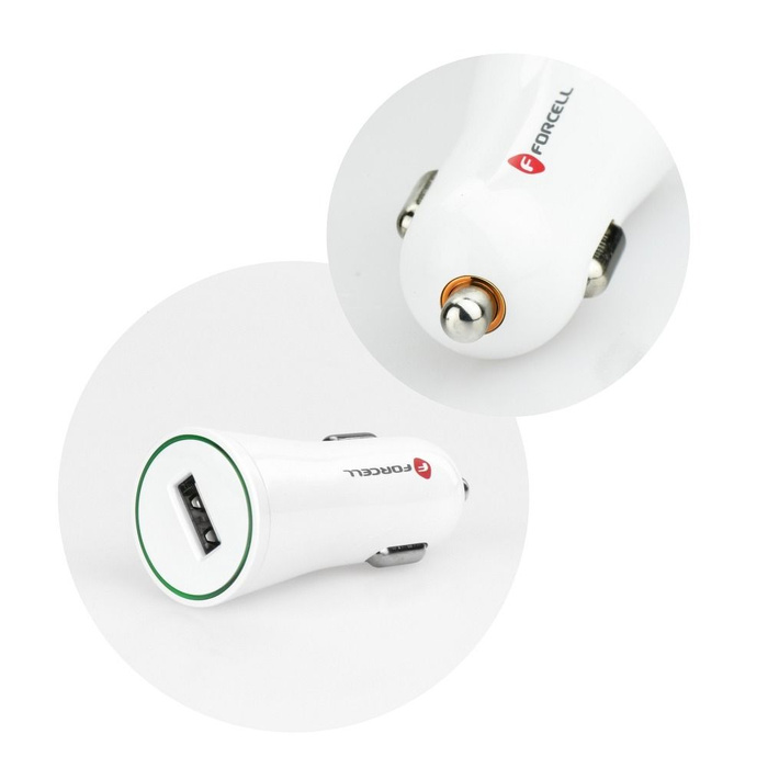 Ładowarka samochodowa Forcell F-Energy USB A 2,4A 10W QC3.0 TFK-CC-095 biała