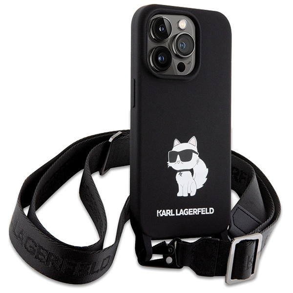 Etui Karl Lagerfeld KLHCP15LSCBSCNK iPhone 15 Pro 6.1" hardcase czarny/black Crossbody Silicone Choupette Case
