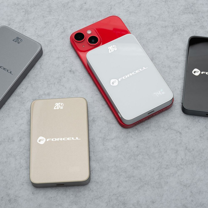 Powerbank zgodny z MagSafe Forcell F-Energy SuperSlim F10K8 QC4.0 PD3.0 15W 10000 mAh biały 0INT