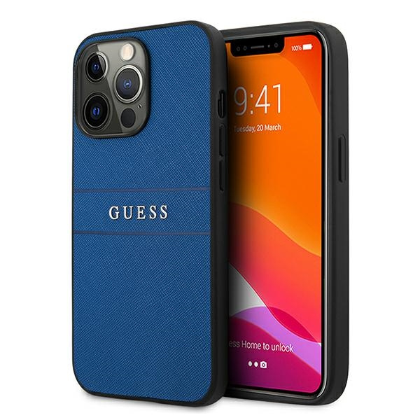 Etui GUESS Apple iPhone 13 13 Pro Saffiano Strap Niebieski Case