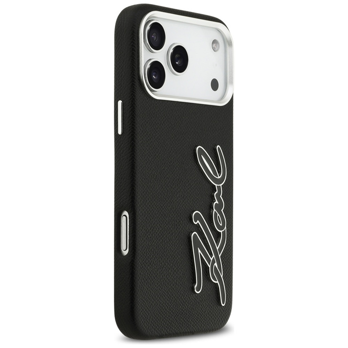 Etui Karl Lagerfeld FW Grained Signature Logo do iPhone 17 Pro Max czarny