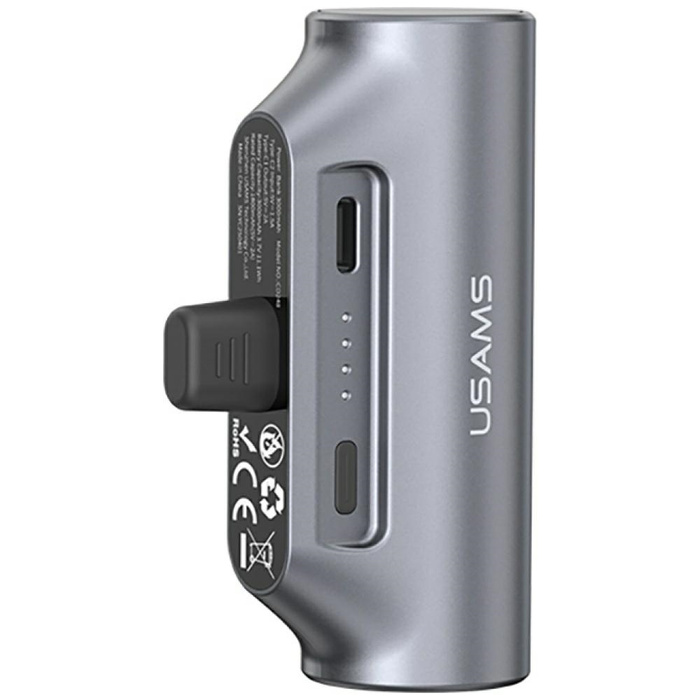 Powerbank USAMS PB79 Mini Tail Plug      Portable 3000mAh USB-C szary