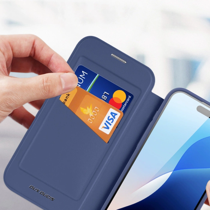 Etui Dux Ducis Skin X Pro na iPhone 16 Pro Max z MagSafe i klapką - niebieskie