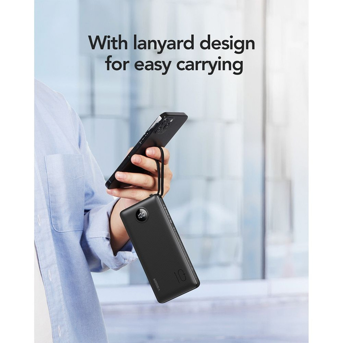 VEGER powerbank 10000 mAh z wbudowanymi kablami Micro USB / Typ C / Lightning C10 (W1116) czarny